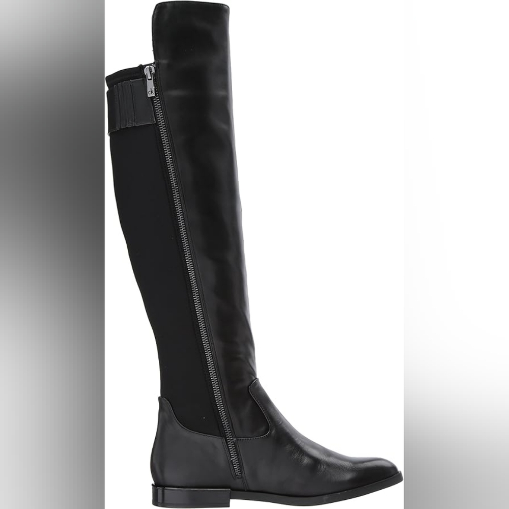 Calvin Klein PRIYA Black Cow Leather Boots 5.5 - Picture 4 of 10